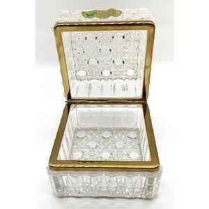 Vintage Westminster Baccarat Style Diamond Cut Crystal Hinged Trinket Box